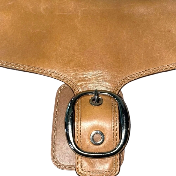 COACH Rehab Vintage Large Classic Tan and Brown Leather Saddle Style Handbag - Picture 4 of 10